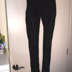 Cecile Black Faux Suede Ribbon Accent Leghings